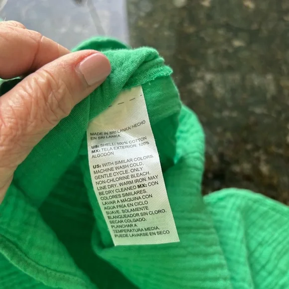 Chicos 100% gauze cotton roll tab sleeve collared dress. Preppy. Lightweight. 20 - Picture 10 of 11